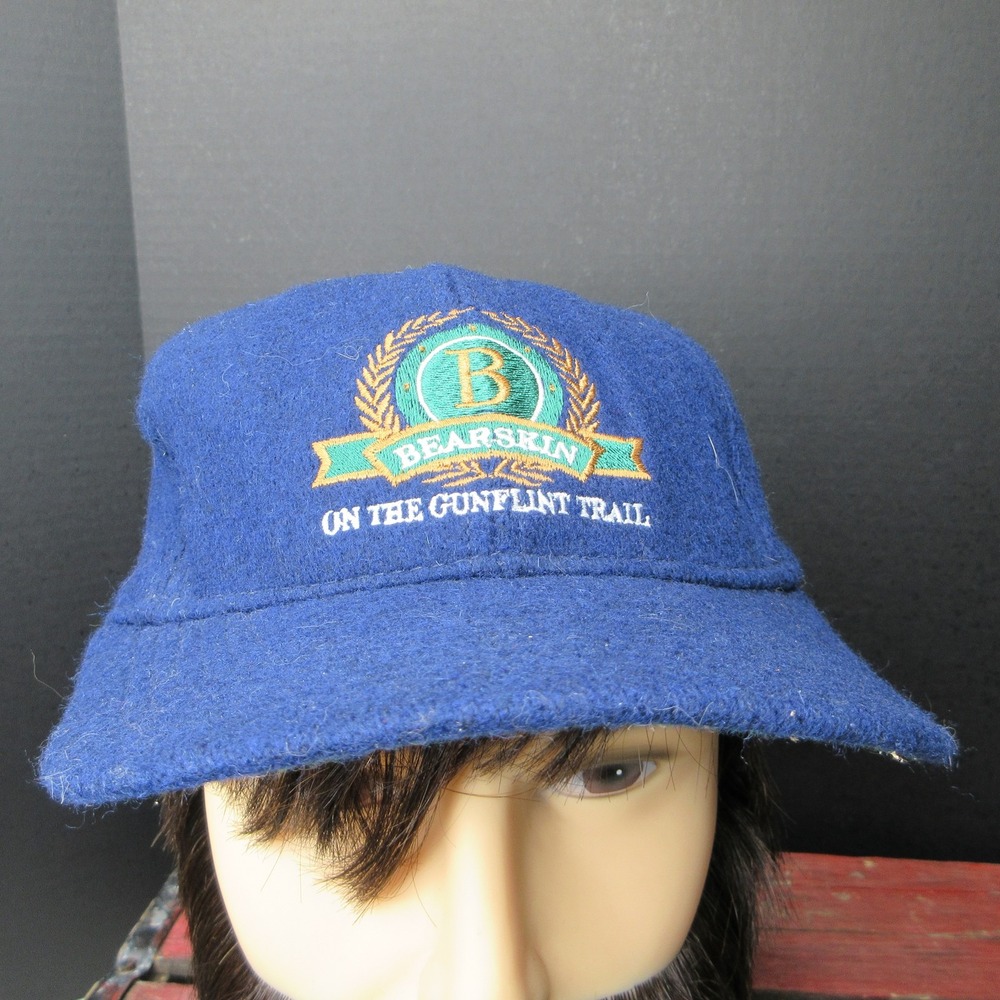 Vintage Bearskin on the Gunflint Trail Blue Wool Blend Baseball Cap Hat Sombra
